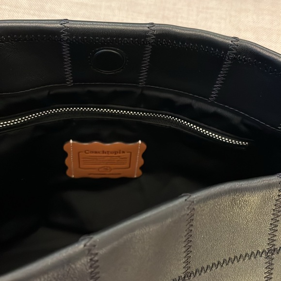 Coachtopia Alter Ego Hobo Bag Checkered Upcrafted Leather Black Leather - Picture 7 of 8